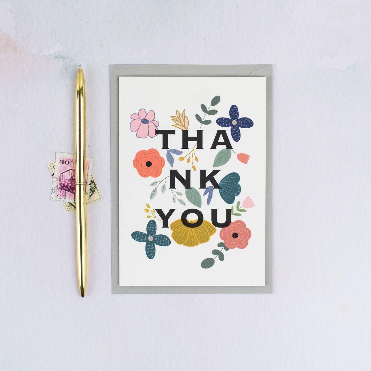 Colourful Floral Thank You Card