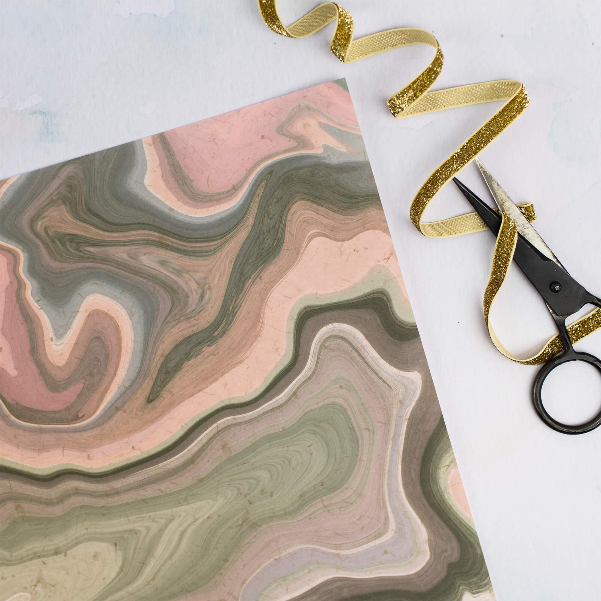 Green & Pink Marble Gift Wrap Set - The Design Palette