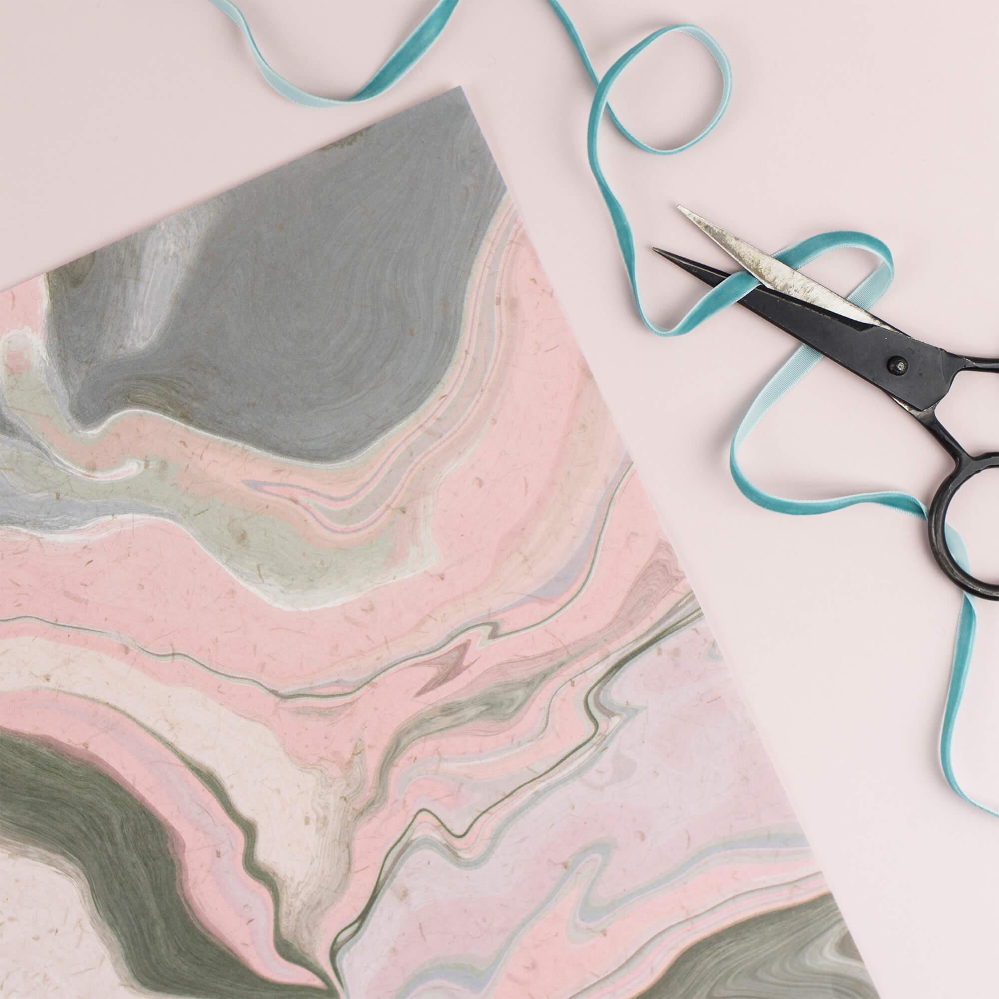 Green & Pink Marble Gift Wrap Set - The Design Palette