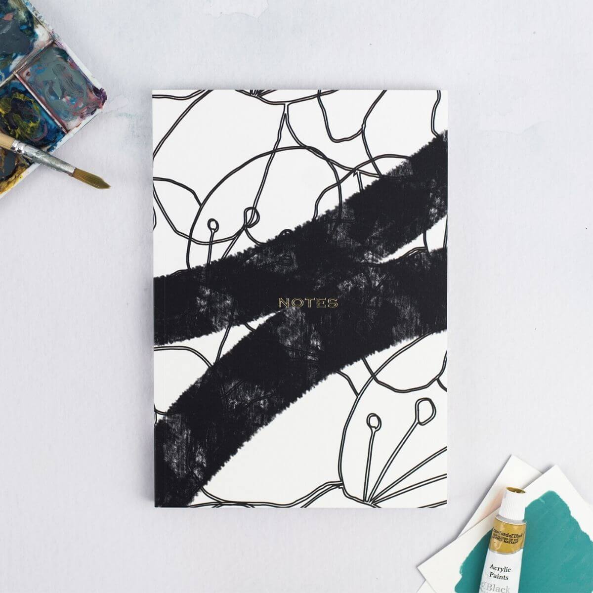 Black and White Floral Notebook 