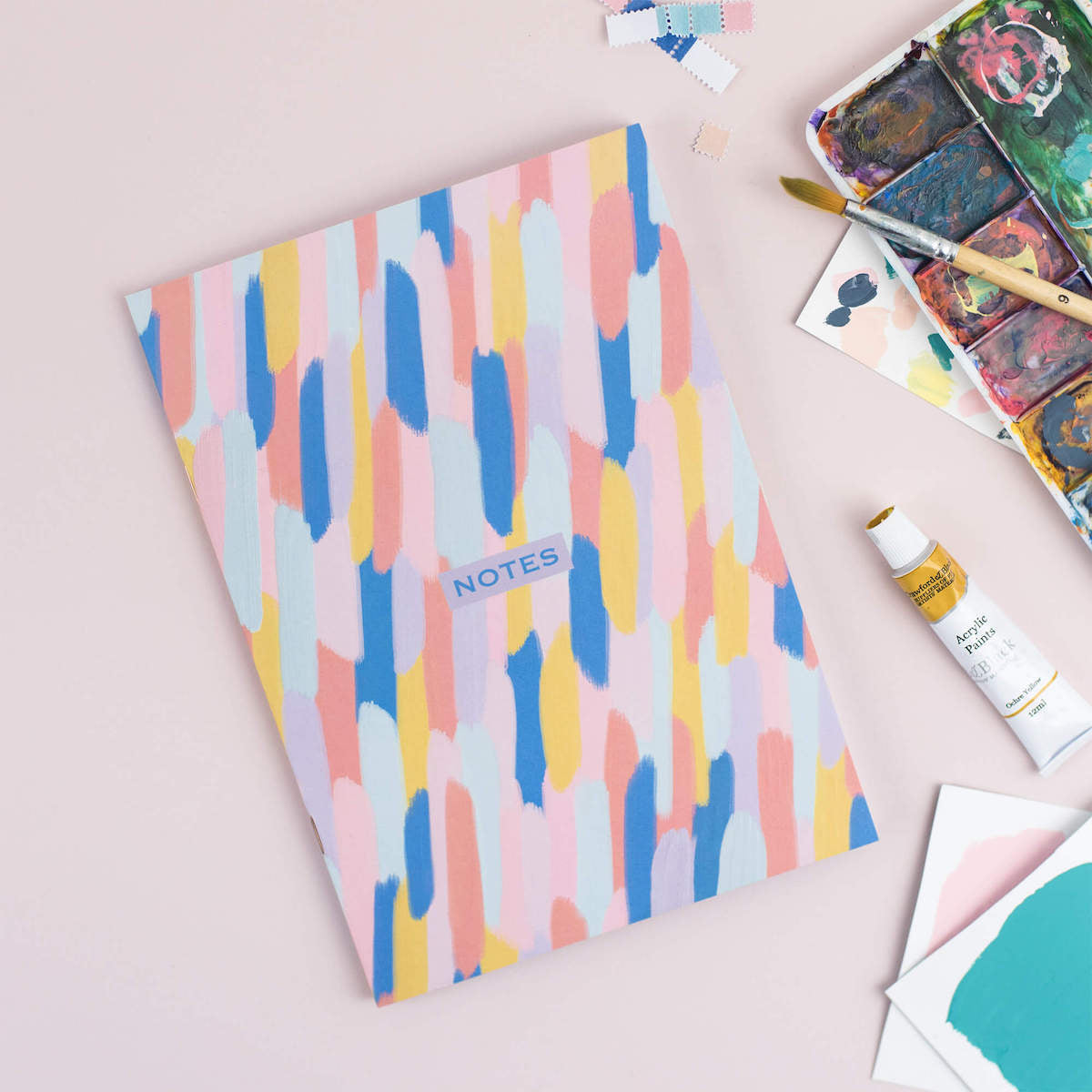 Multi-Coloured Brush Strokes A5 Dotted Notebook - The Design Palette