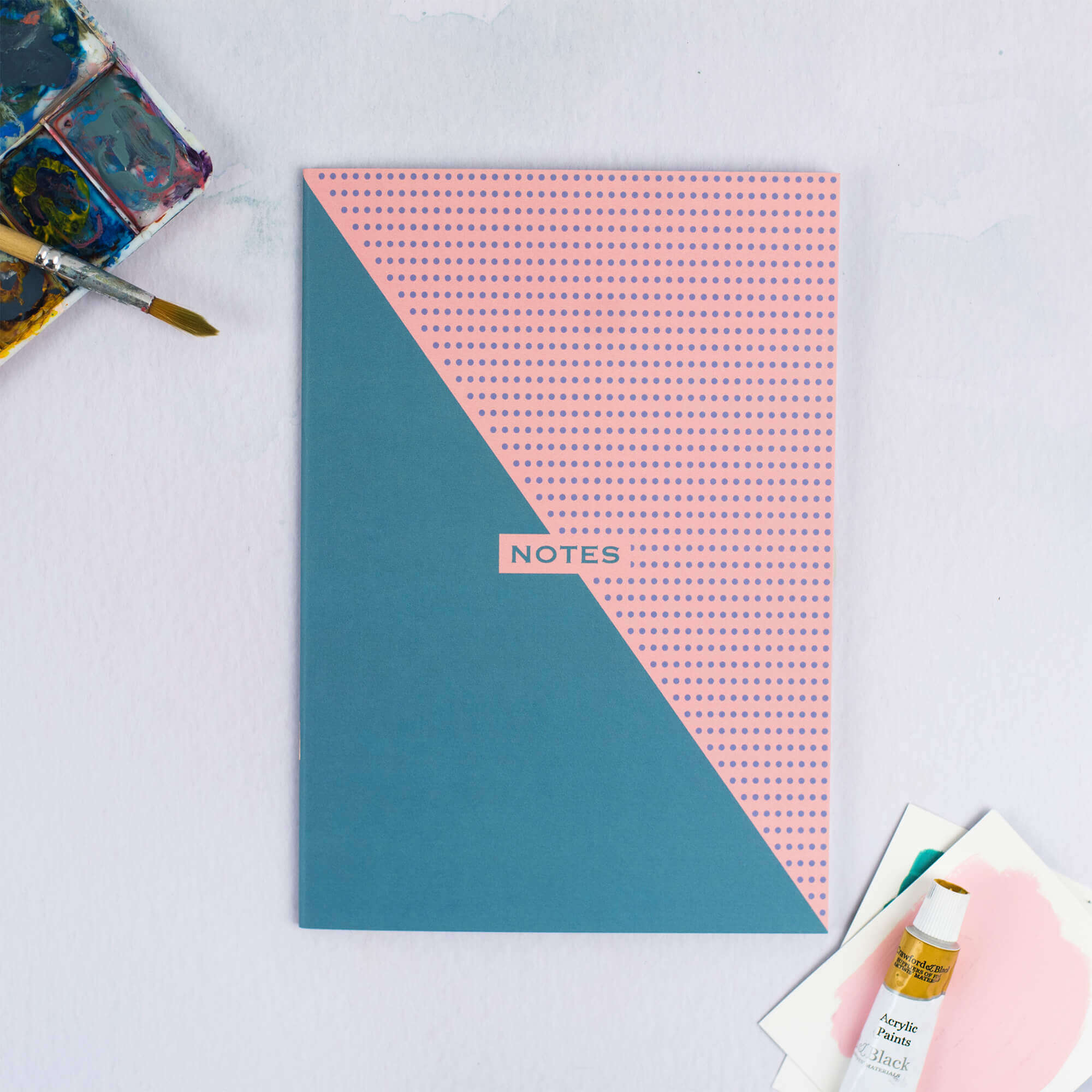 Two-Tone Teal and Pink A5 Dotted Notebook - The Design Palette